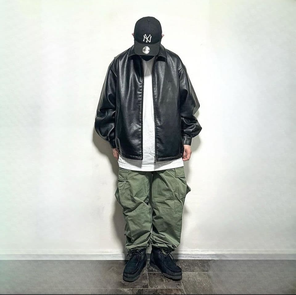 美品 NAUTICA フェイクレザー 中綿 ブルゾン ジャケット XL