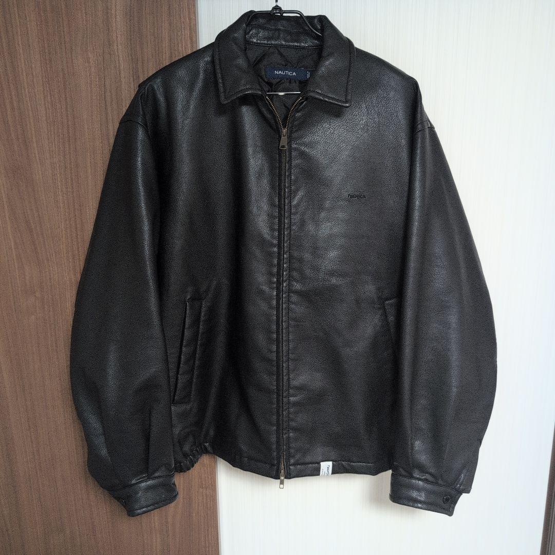 美品 NAUTICA フェイクレザー 中綿 ブルゾン ジャケット XL