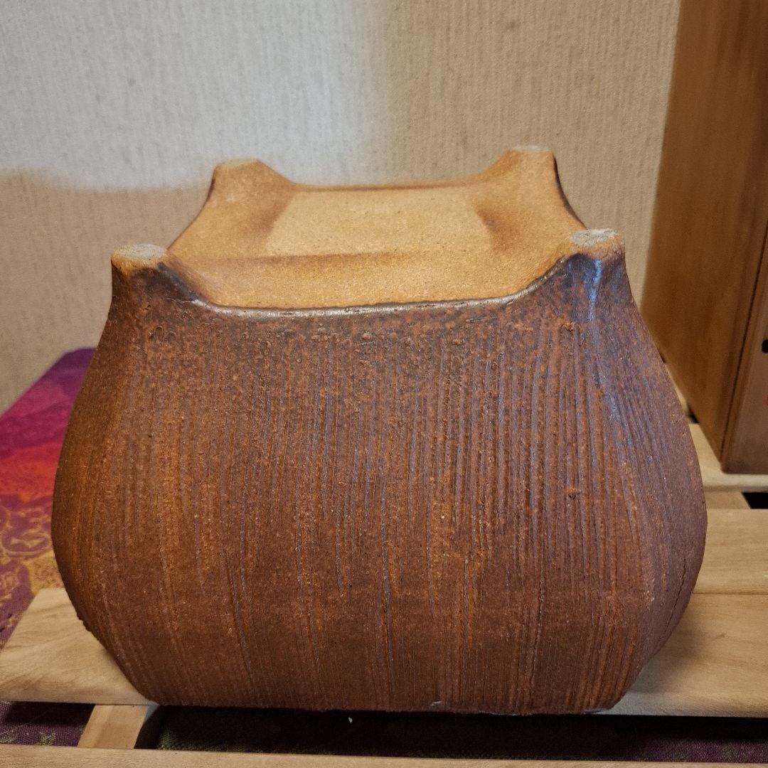 四代 高橋楽斎（造）信楽土風炉 瓶掛 釜鐶 共箱 茶道具 陶磁器 信楽焼