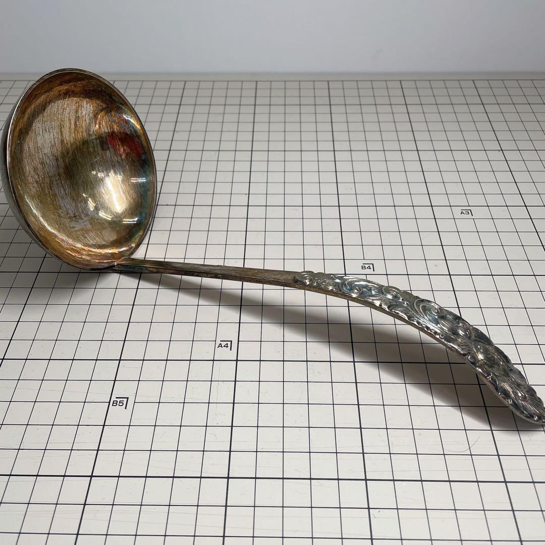 アンティーク風 銀製 レードル お玉 約203g幅9cm 長さ22cm M