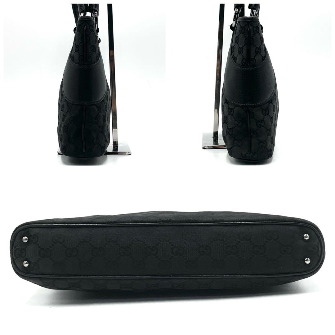 美品● GUCCI グッチ ハンドバッグ GGキャンバス ブラック レザー