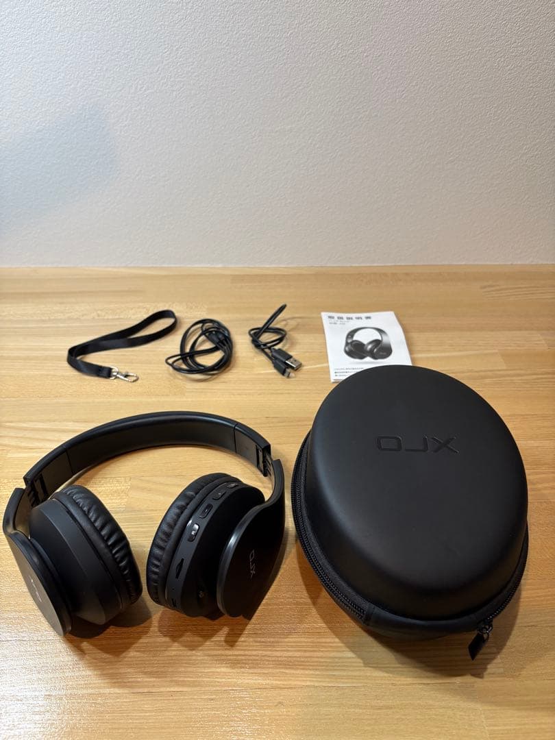 OJX ワイヤレスヘッドホン ブラック ケース付き - メルカリ