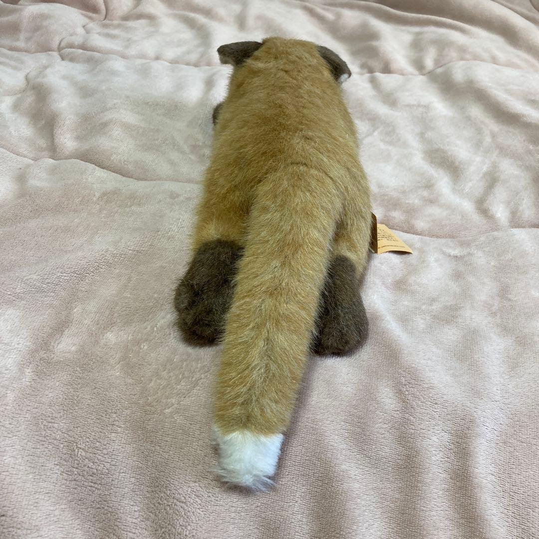 やまね工房落合けいこきつねの赤ちゃん寝そべりぬいぐるみ中古品紙タグ付