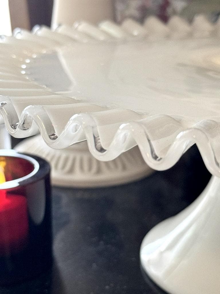 フェントン ケーキスタンド シルバークレスト ミルクガラス ペデスタル