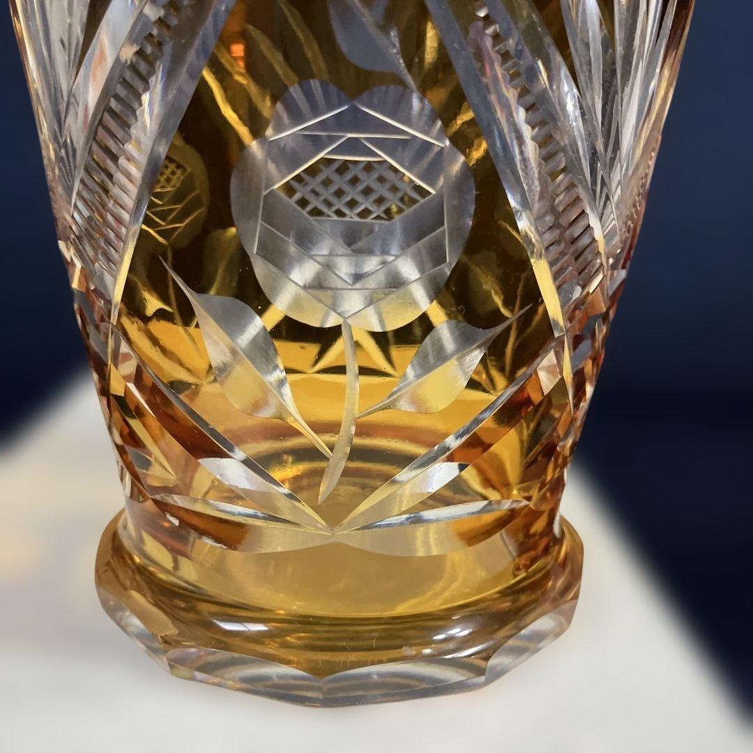 各務クリスタル 「琥珀色の花瓶」色被せ硝子 クリスタル琥珀の煌シリーズ