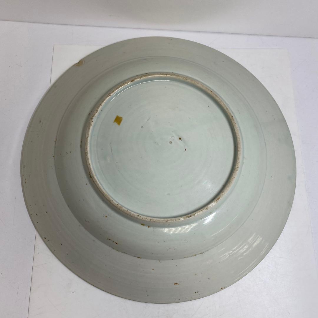 江戸中期 元禄伊万里 赤絵 鳳凰図 大皿 幅約36.5㎝ 東さ8-0122①