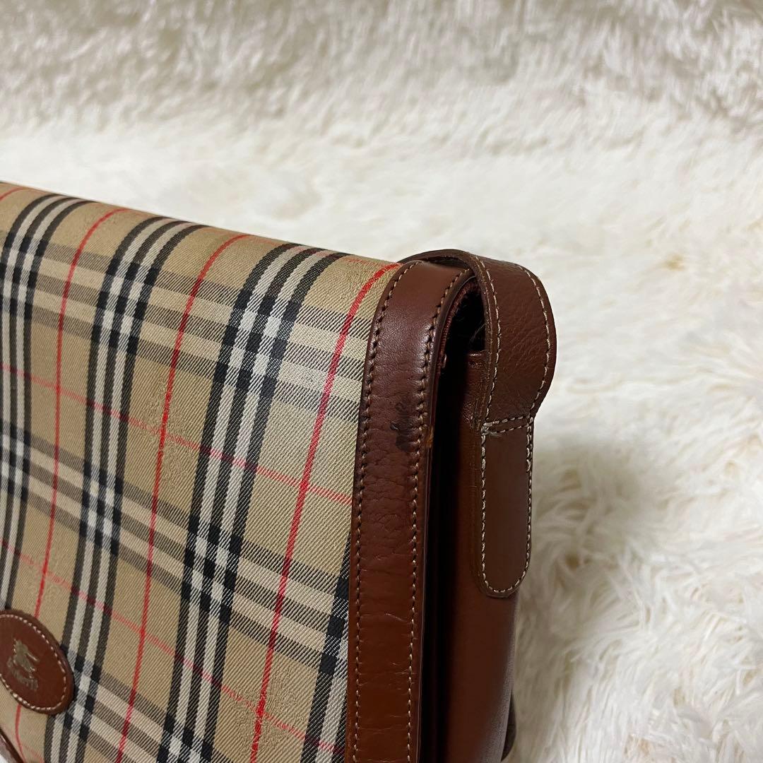 Burberry ノバチェック ブラウンレザー ショルダーバッグ
