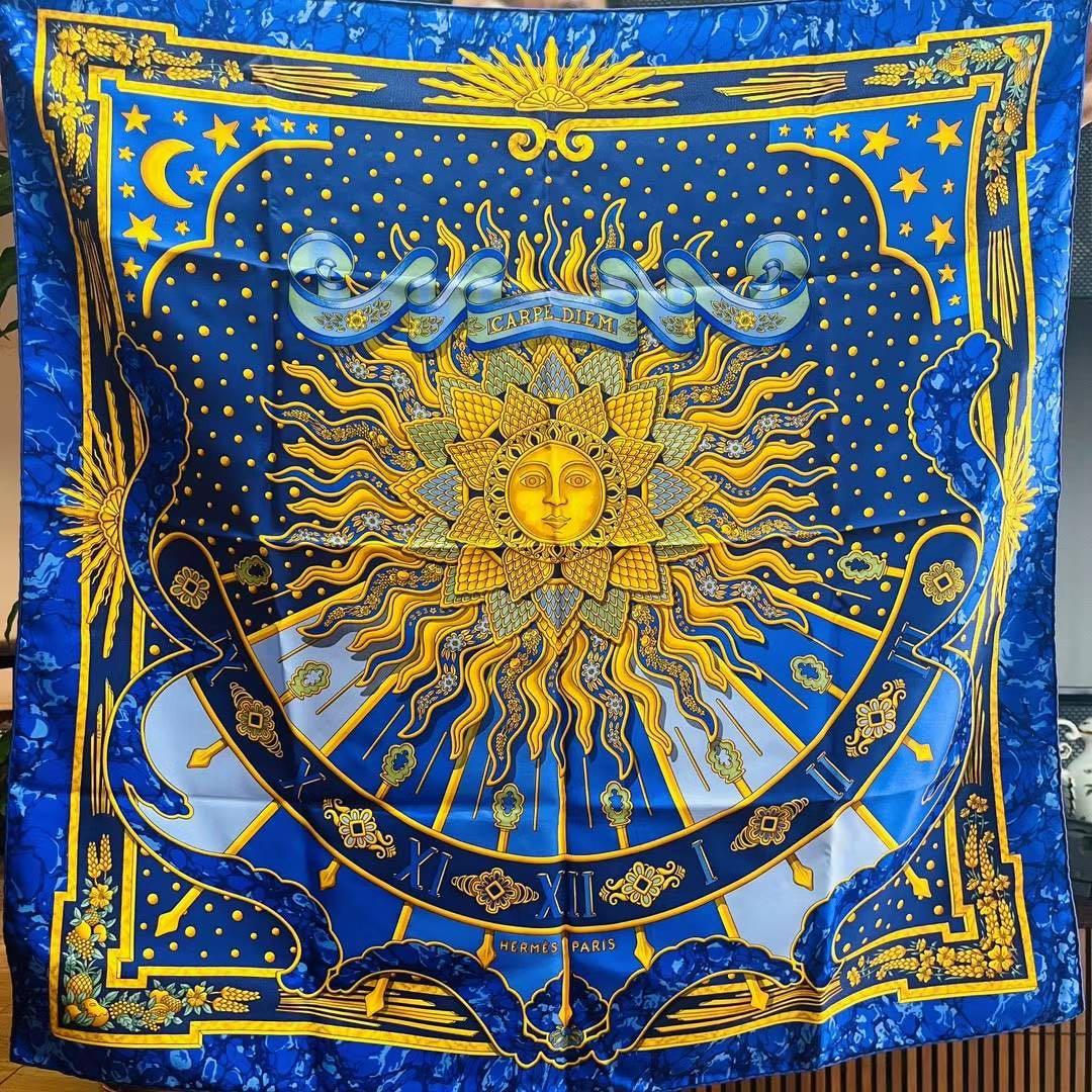 エルメス・カレ額装済みスカーフ[太陽と月]