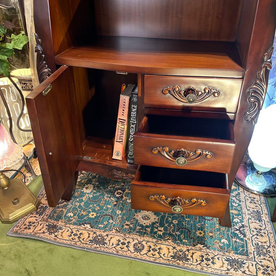 レザートップ 猫脚 アクセントホールキャビネット