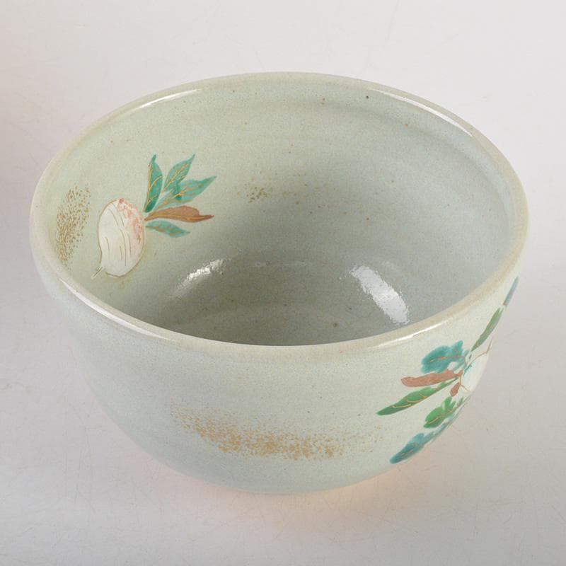 茶道具 京焼 平安 橋本紫雲造 失透釉 大根蕪文 茶碗 共箱