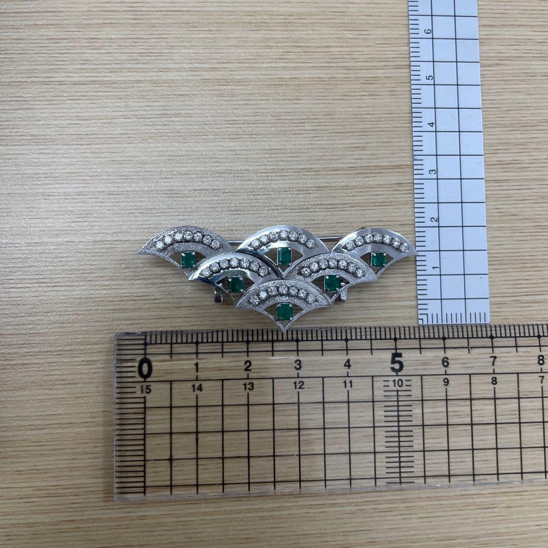 Pm900 エメラルドとダイヤモンドのブローチ2WAY