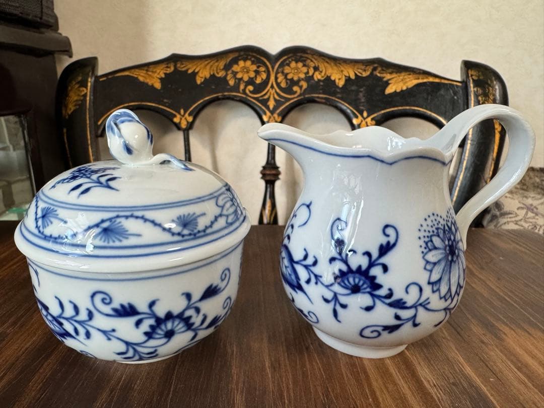 マイセン ブルーオニオン シュガーポット＆クリーマー セット Meissen