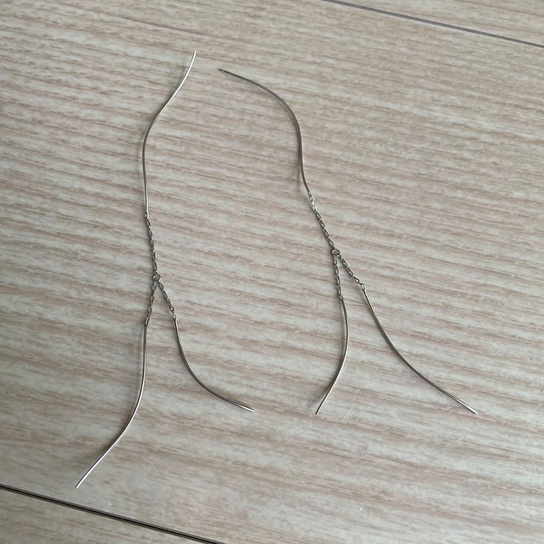 プラチナ900 アメリカンピアス プラチナ900 アメリカンピアス ロングチェーン Pt900 シルバー 軽量 両