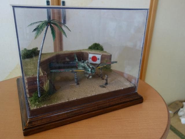 ★1/48スケール★旧日本軍航空基地ジオラマ　紫電　完成品