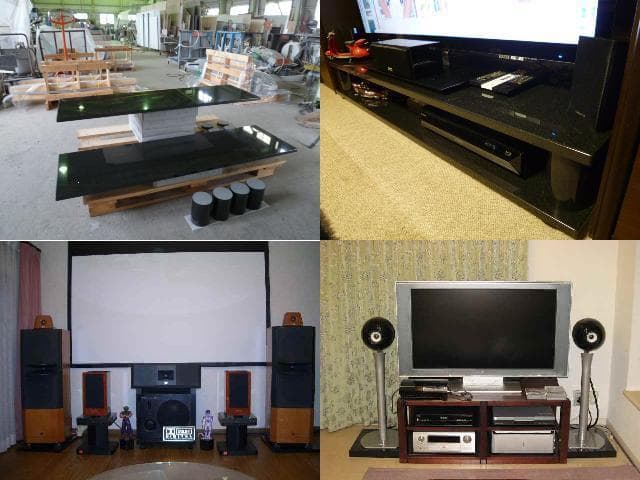 天然黒御影石 オーディオボード○280×250×25○ 2枚 ペア○送料無料