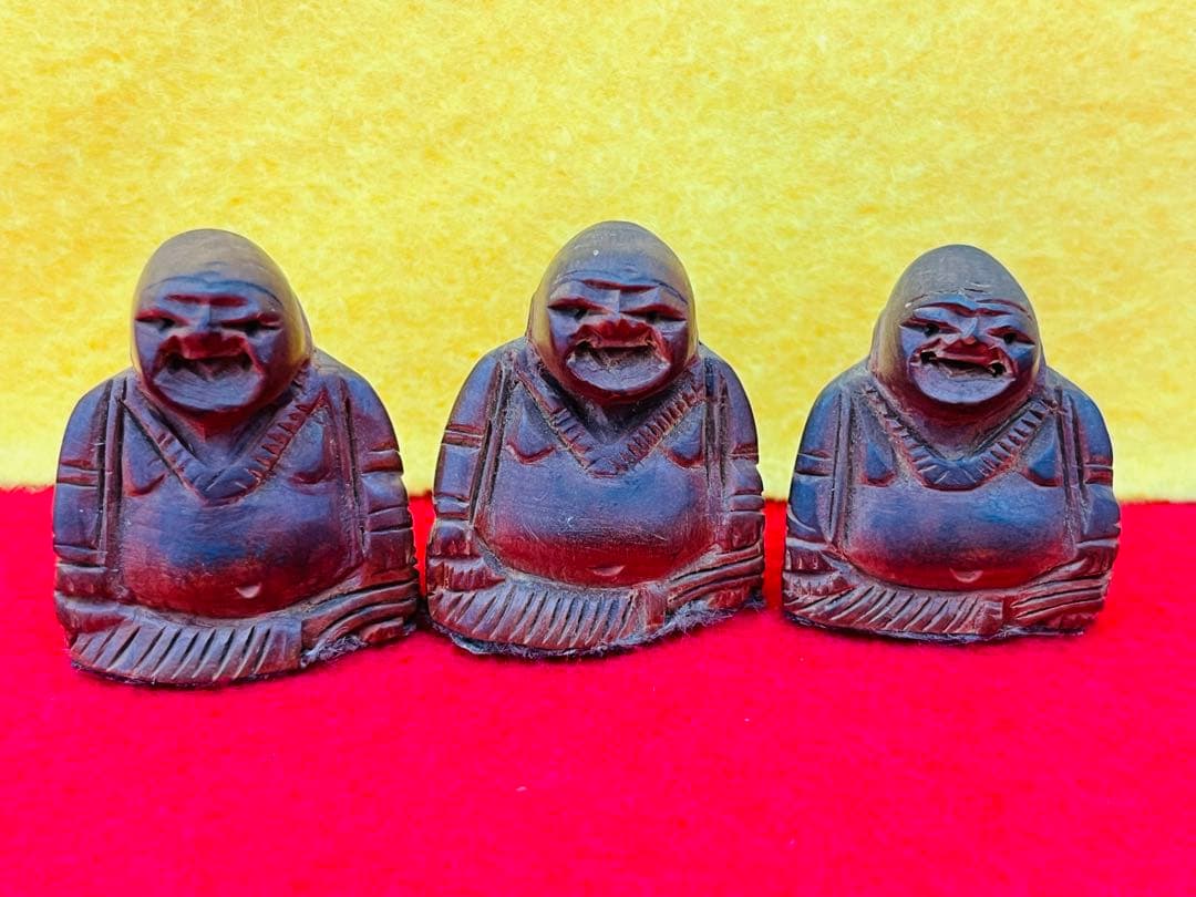 木彫り 七福神 寿老人 大黒天 恵比寿天 3体セット 縁起物 置物 海外