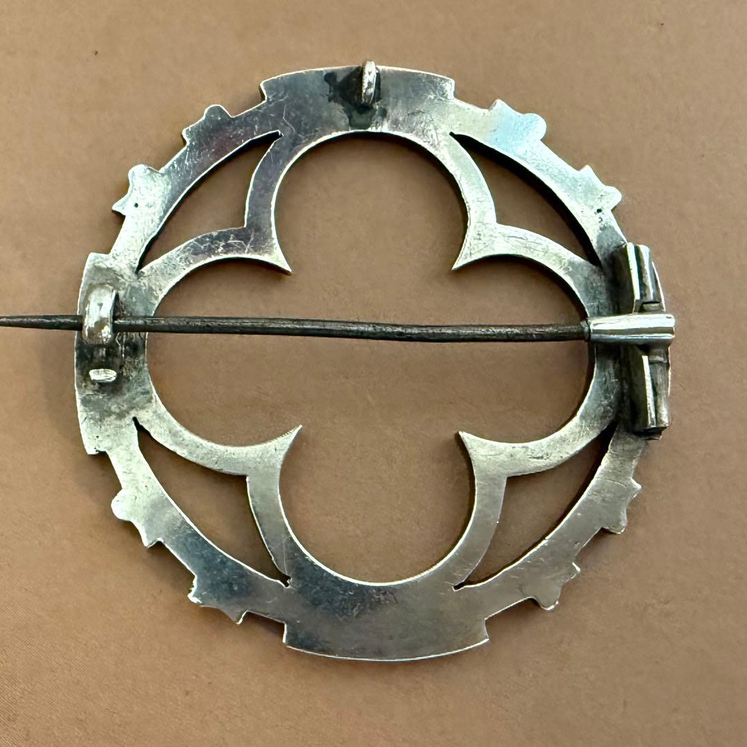 アンティークスコティッシュブローチブルーのエナメルエマイユ七宝