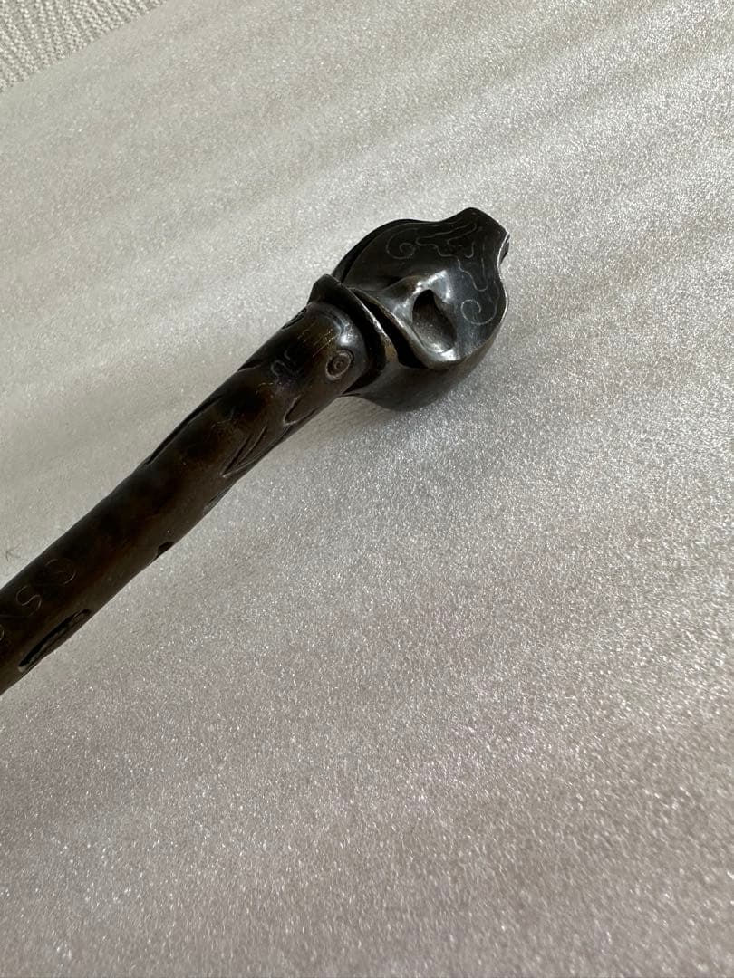 龍文堂造 銅矢立 銀象嵌 美術品・アンティーク・コレクション