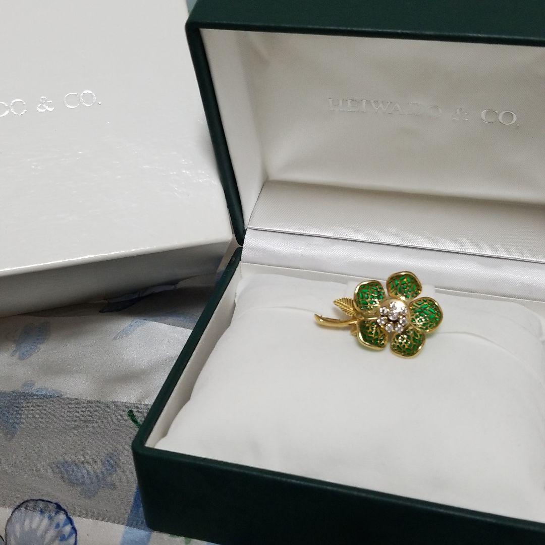 平和堂貿易 動く ブローチ 刻印あり 金750 PT950 ダイヤモンド0、28