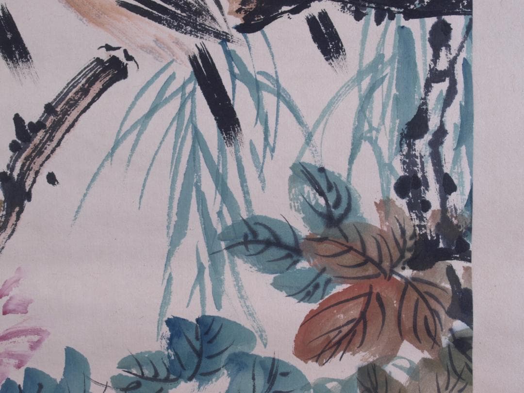 蔵整理品 中国清時代掛け軸 肉筆水彩絵 骨董品 I1578A13-1