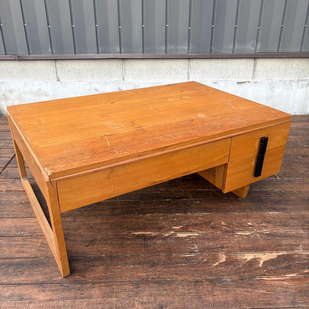 昭和レトロ 古家具 木製文机 引き出し付き座卓 書斎机 ビンテージ