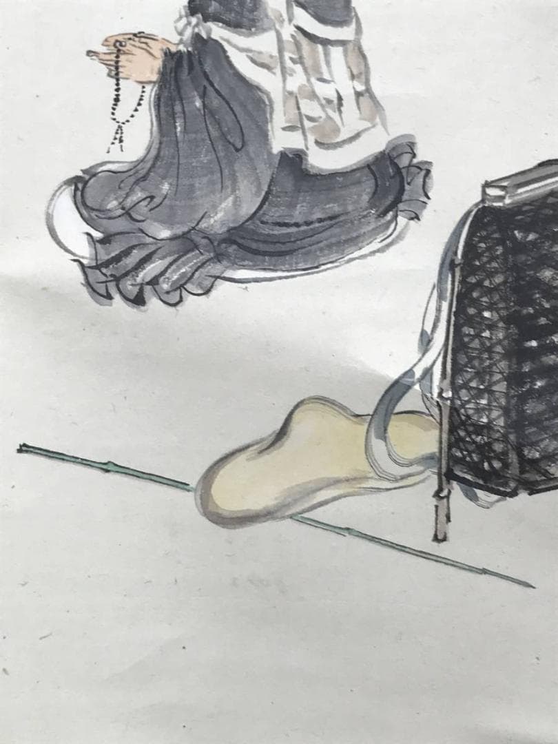 【真作】嘯谷/人物図/双幅/遊女に坊主図/掛軸/名家伝来/AC-22