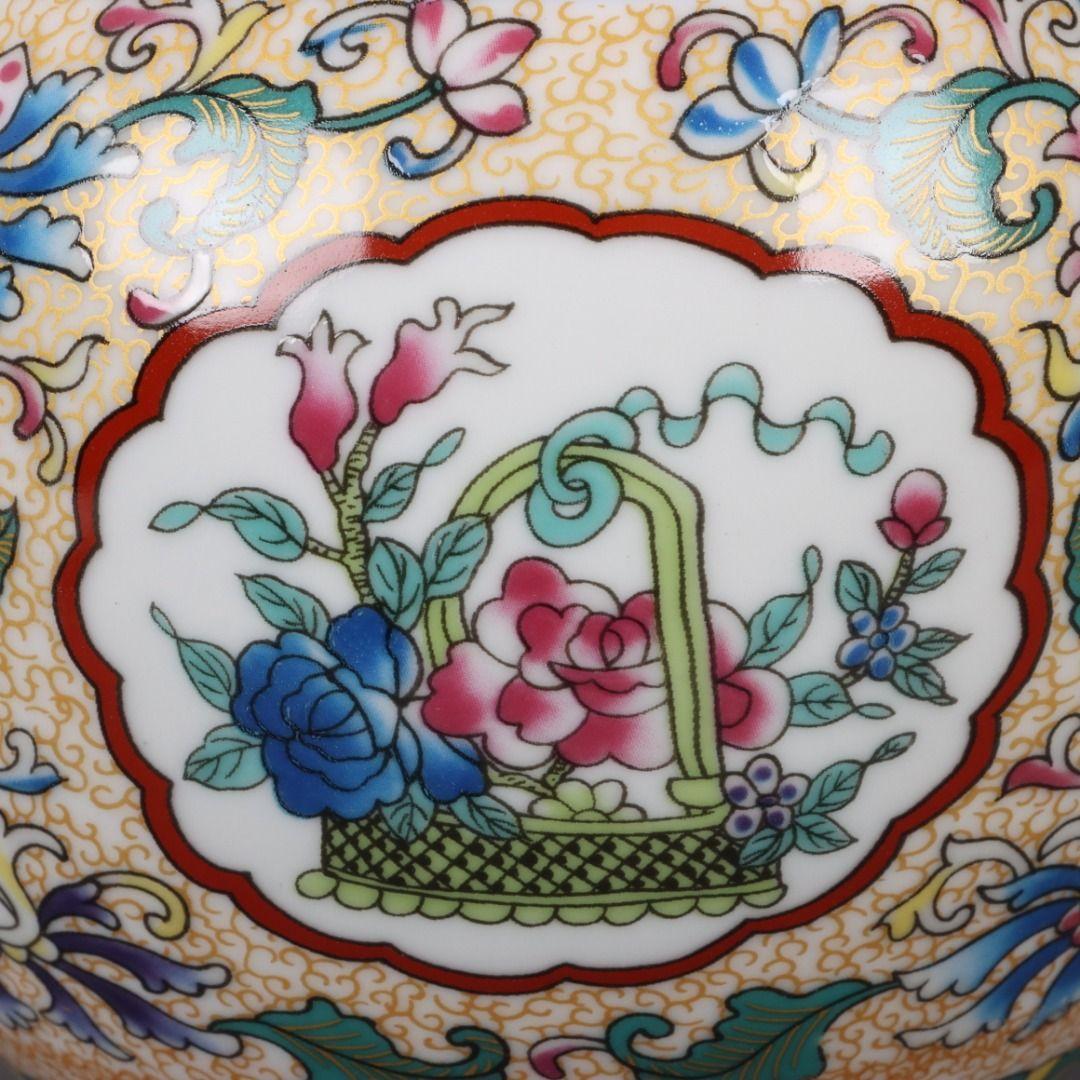 大清乾隆琺瑯彩四季瓜果双耳瓶磁花瓶 景徳鎮 陶磁器 装飾品 現代工芸品美術品置物