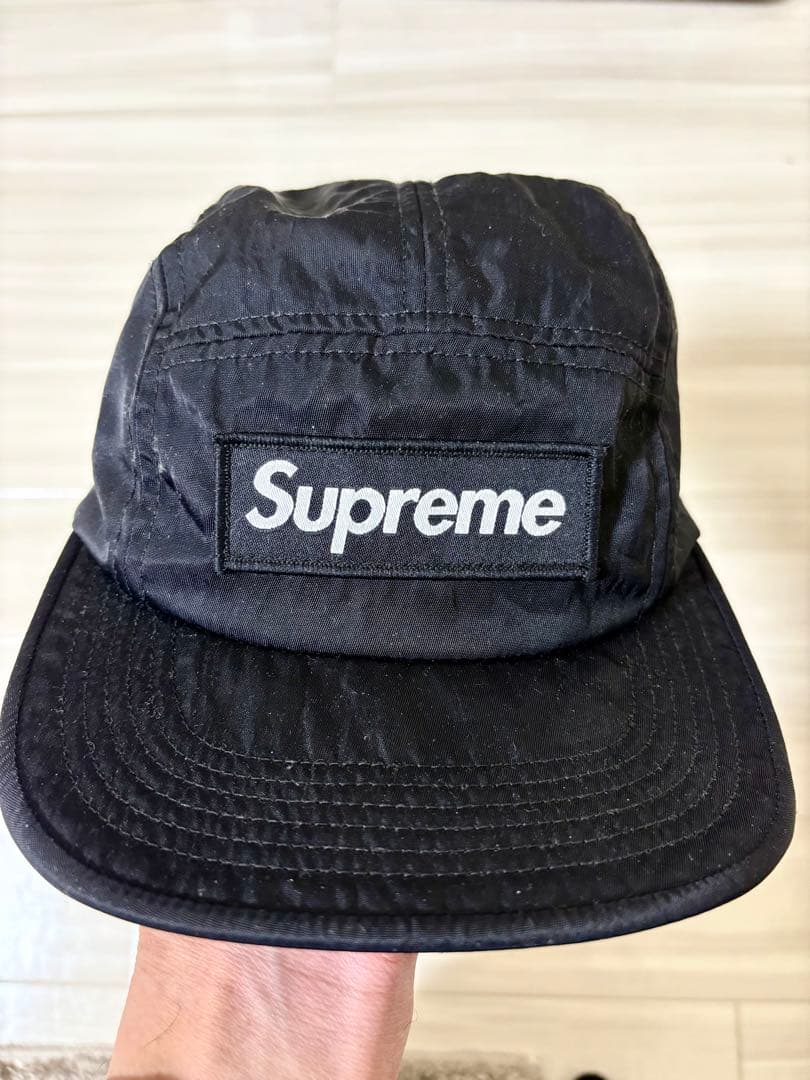 Supreme 黒 ナイロンキャップ