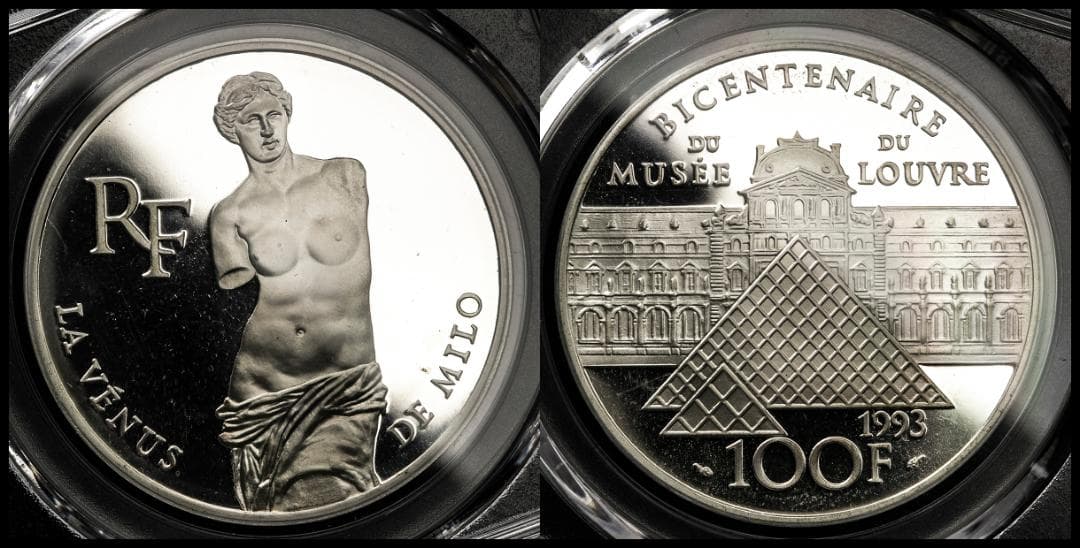 ルーヴル美術館 200周年記念】ミロのヴィーナス銀貨 1993 箱、保証書つき