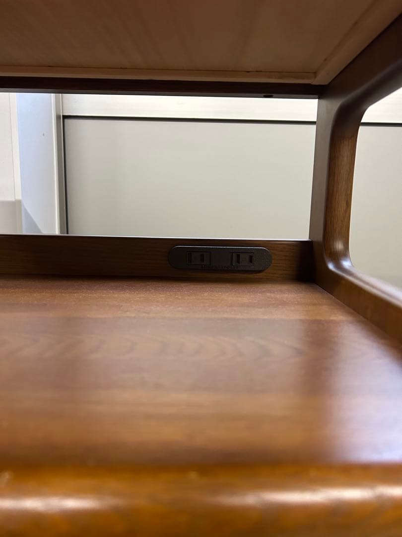 マルニ 天然木製 電話台・ファックス台 コンセント付き