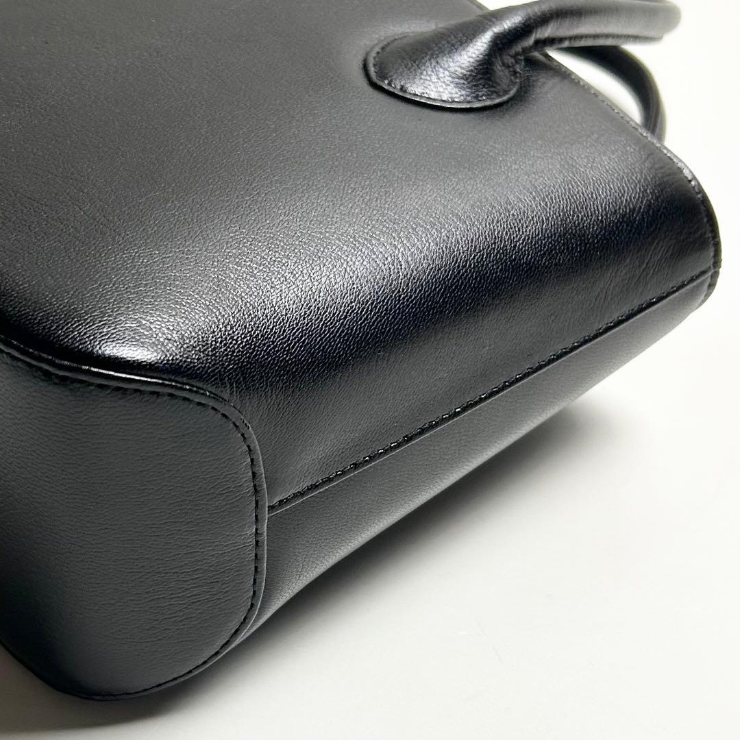 未使用✴︎ダックス/三室構造レザーハンドバッグ/やぎ革/黒/フォーマル/冠婚葬祭
