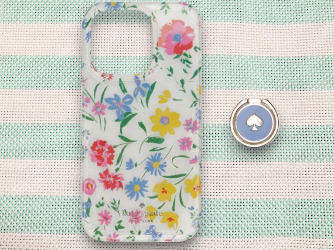 新品送料無料 ケイトスペード iPhone14Pro対応ケース スマホリング付属