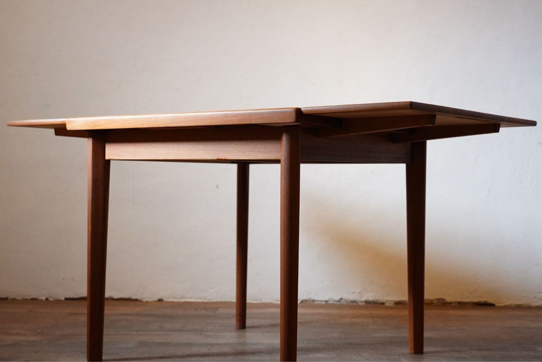 デンマーク ヴィンテージ ドローリーフ ダイニングテーブル 木製 チーク 北欧