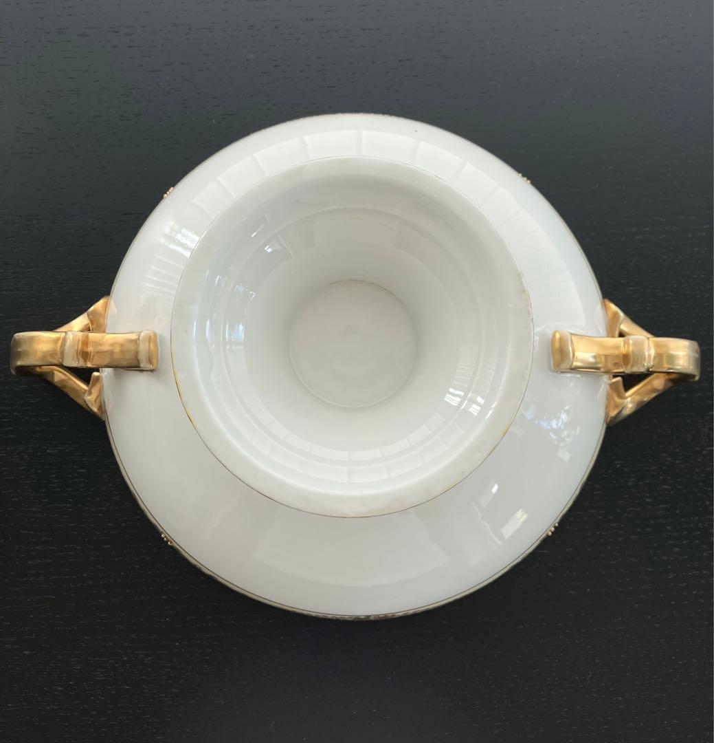 オールドノリタケ　金盛上　河畔風景紋図両耳飾り大鉢