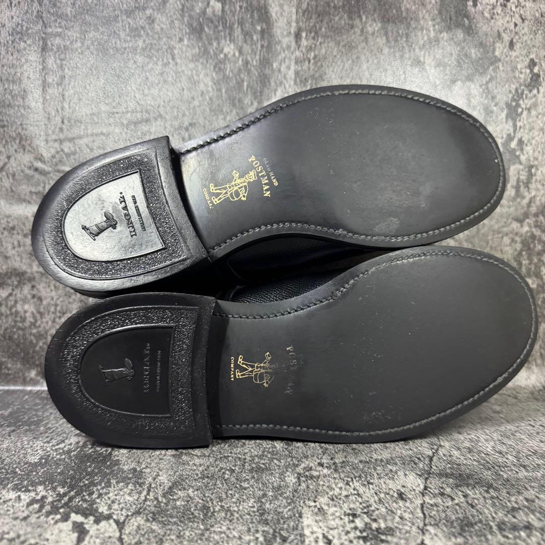 【美品】グラッドハンド × リーガル 643S ポストマン 黒 シボ革 28cm