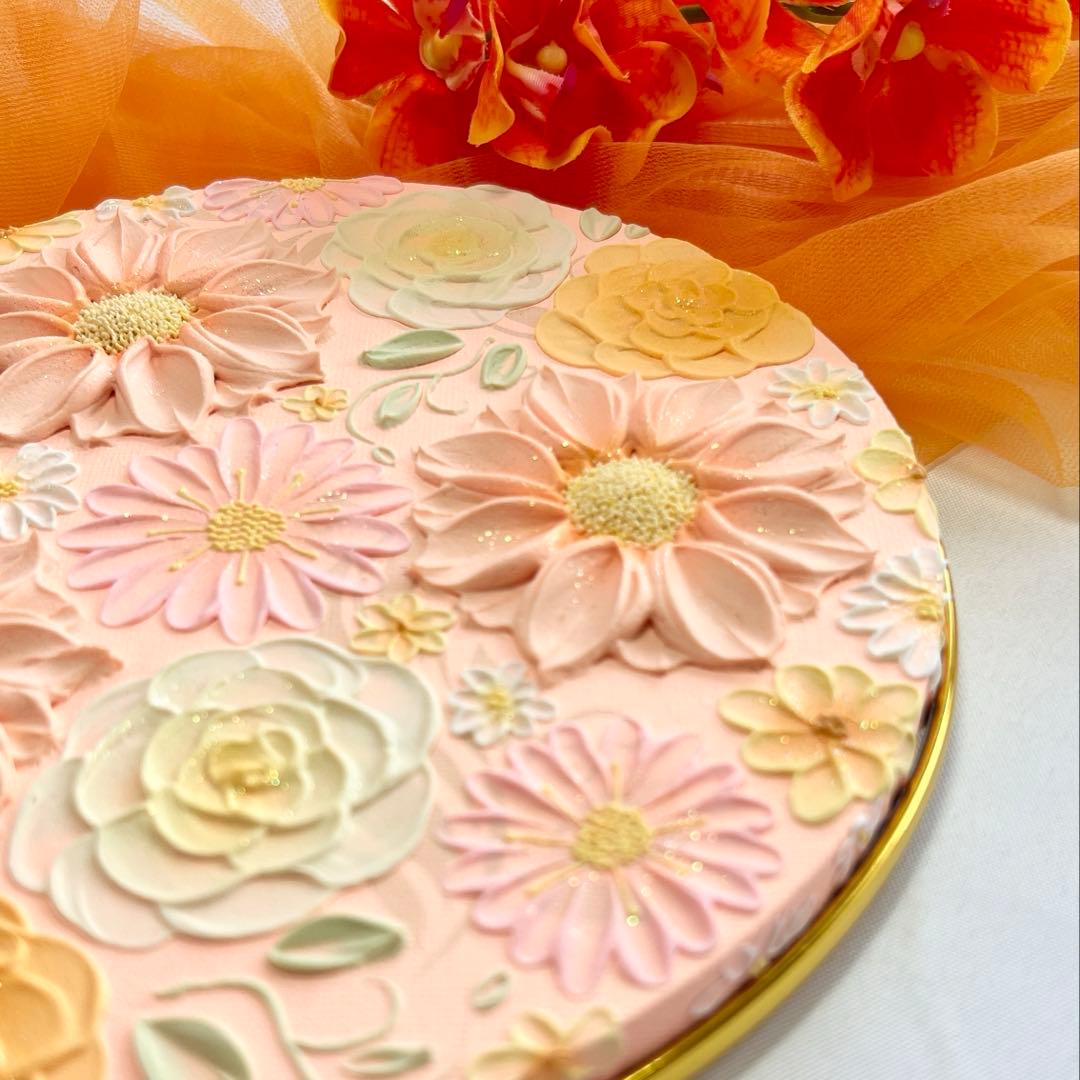 テクスチャーアート 絵画 インテリアアート 花 立体 絵 北欧インテリア