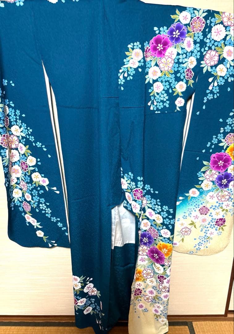 鉄色 八重桜 振袖 身丈158 - メルカリ