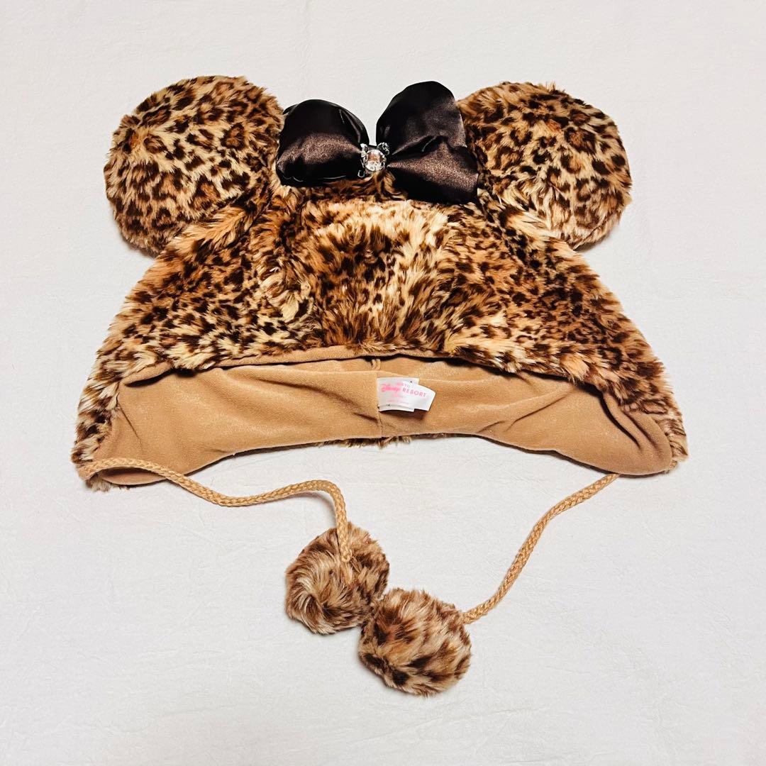 ディズニー ファンキャップ ミニー レオパード柄 ヒョウ柄 ブラウン