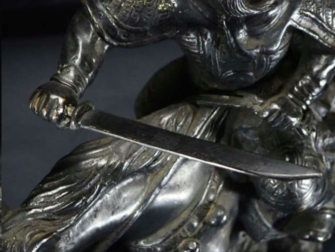 レア珍品!】金工家作 銅製 大型騎馬武者像置物 幅55cm 重さ17.2