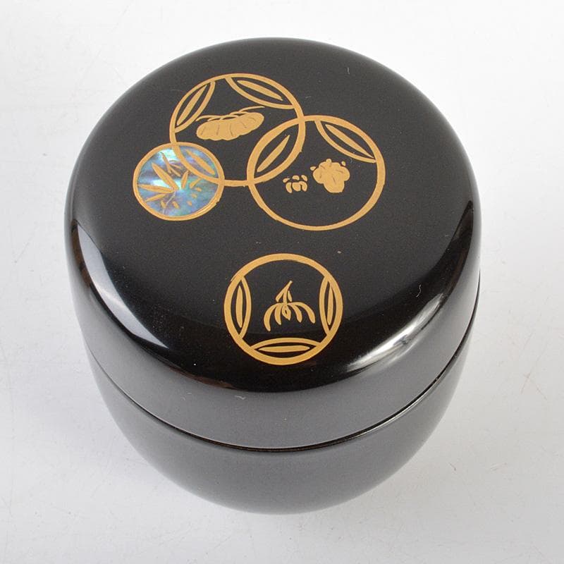 茶道具　観斉造　螺鈿装飾　四季七宝蒔絵　棗　共箱　V　6345