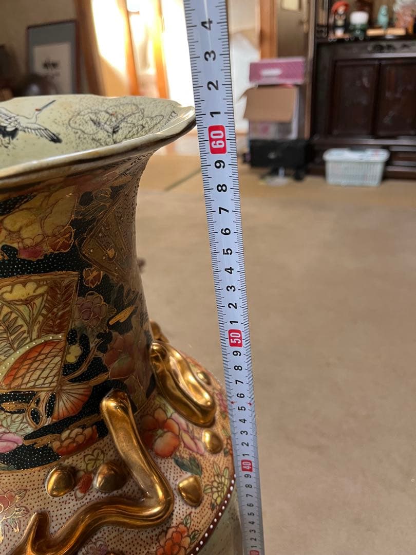 金色装飾の広口花瓶 約60cm 中國製造