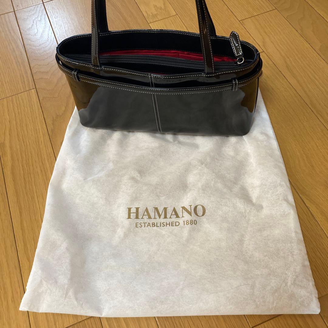 濱野皮革工藝　ハマノ HAMANO セレブミニ ショルダーバッグ　エナメル　黒