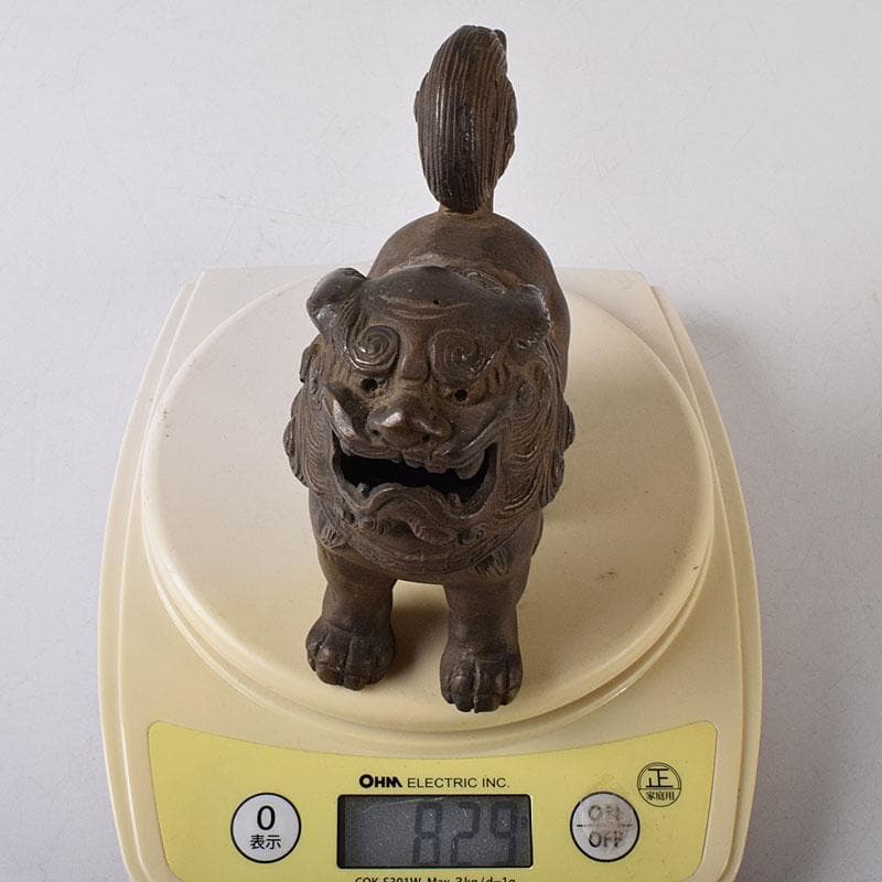 時代金工　古銅　獅子香合　時代箱　V　R8303