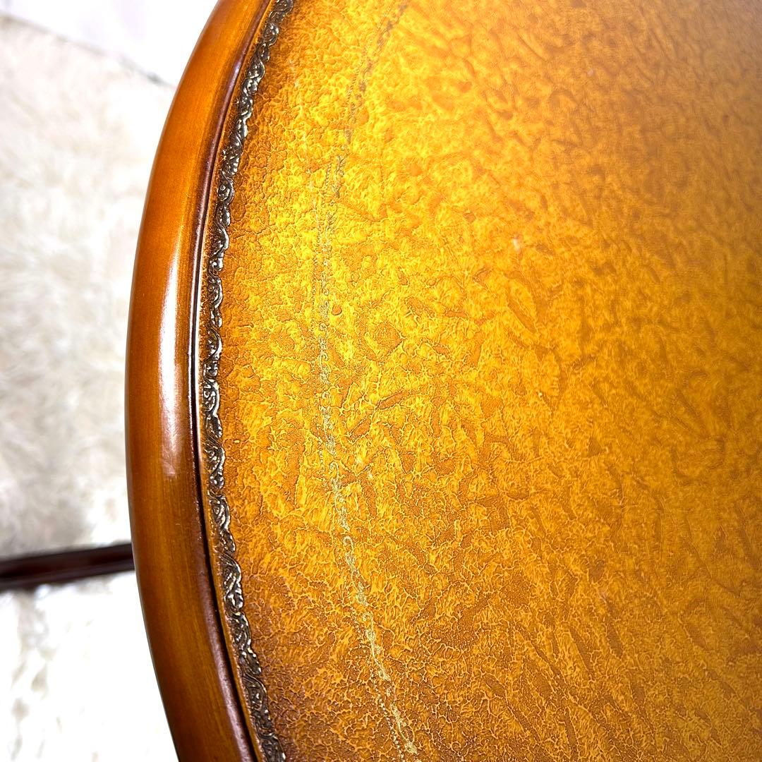 kuroshio コモテーブル 猫脚 ヨーロッパ風 高級 レザー調 丸テーブル