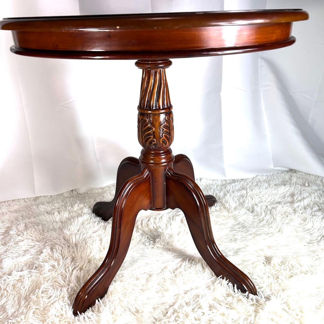 kuroshio コモテーブル 猫脚 ヨーロッパ風 高級 レザー調 丸テーブル