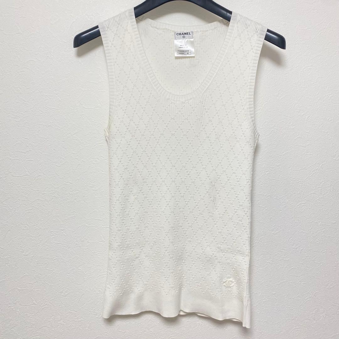 CHANEL ノースリーブ ココマーク サマーニット トップス コットン100%