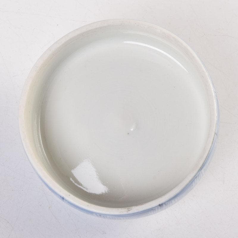 瀬戸焼 古瀬戸染付花草文 茶壷 蓋物 蓋壷 蓋香炉 V