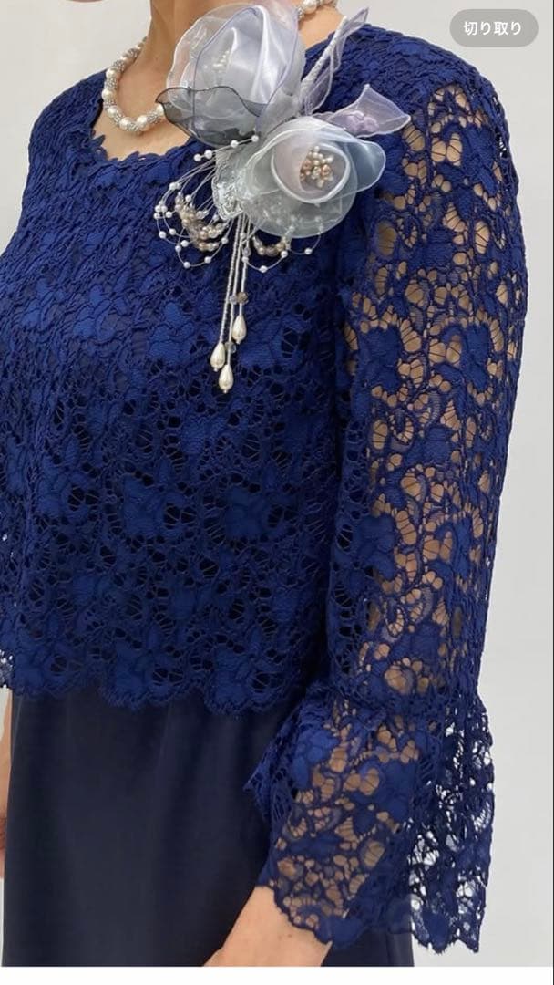 東京ソワール PETITSOIR コサージュ ブローチブルー シルバー 美品