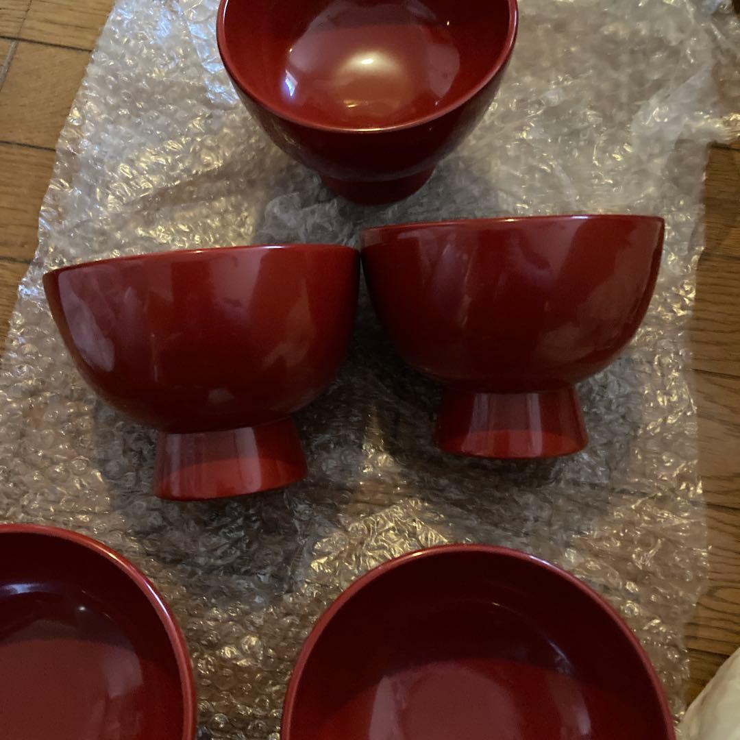 輪島塗　合鹿椀　朱塗り　十客セット　共木箱　未使用品 輪島塗 合鹿椀 朱塗り 十客セット 共木箱 未使用品 輪島塗