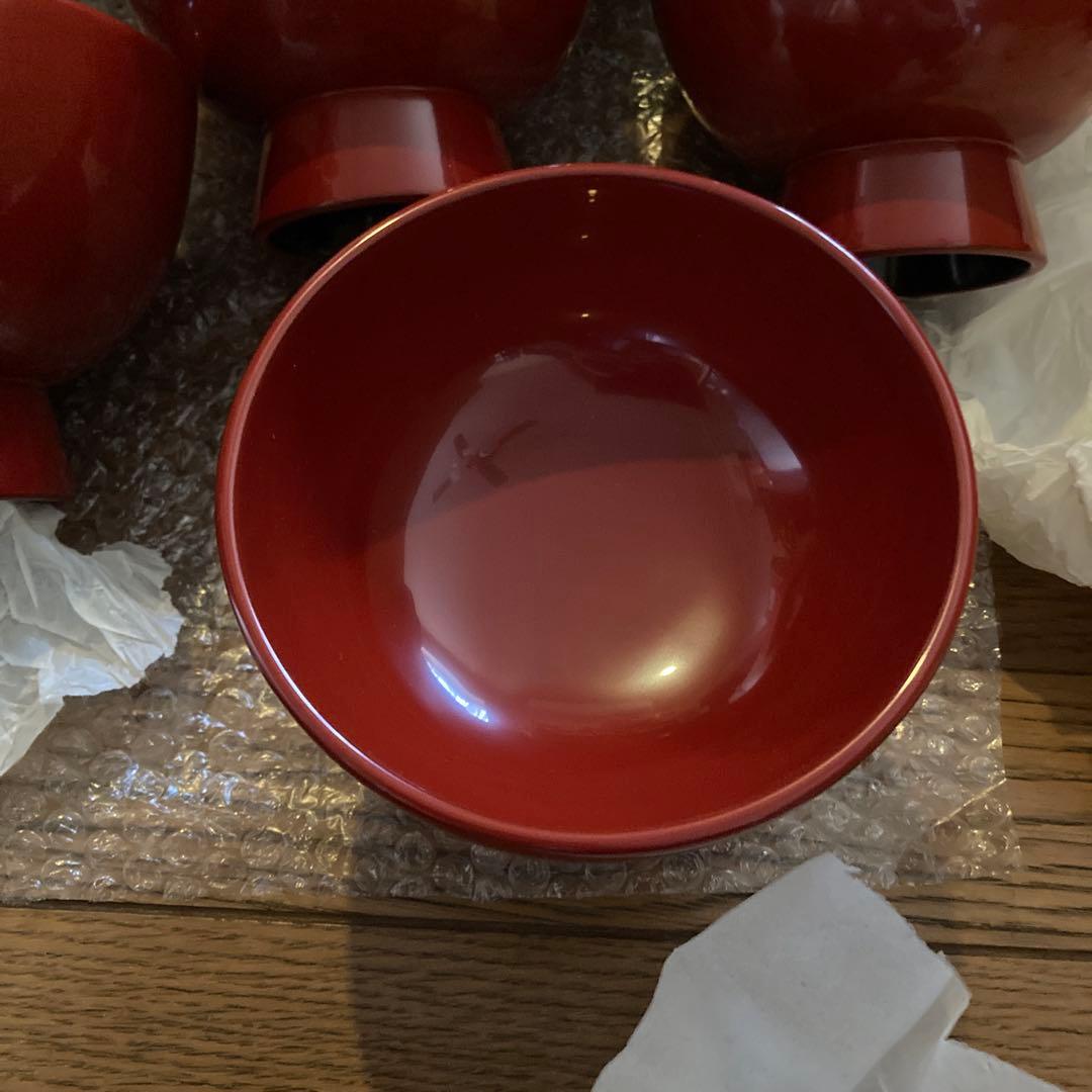 輪島塗　合鹿椀　朱塗り　十客セット　共木箱　未使用品